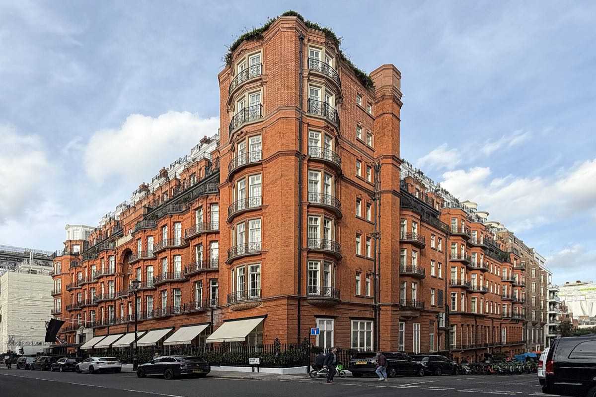 Claridge's, a red-brick hotel on the corner of Brook Street, Mayfair