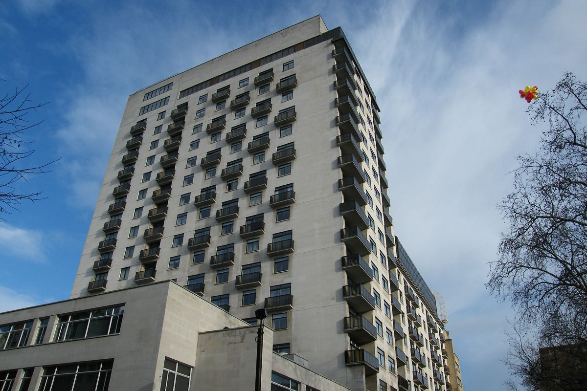 The Jumeirah Carlton Tower, a tall modern hotel on Cadogan Place, Knightsbridge