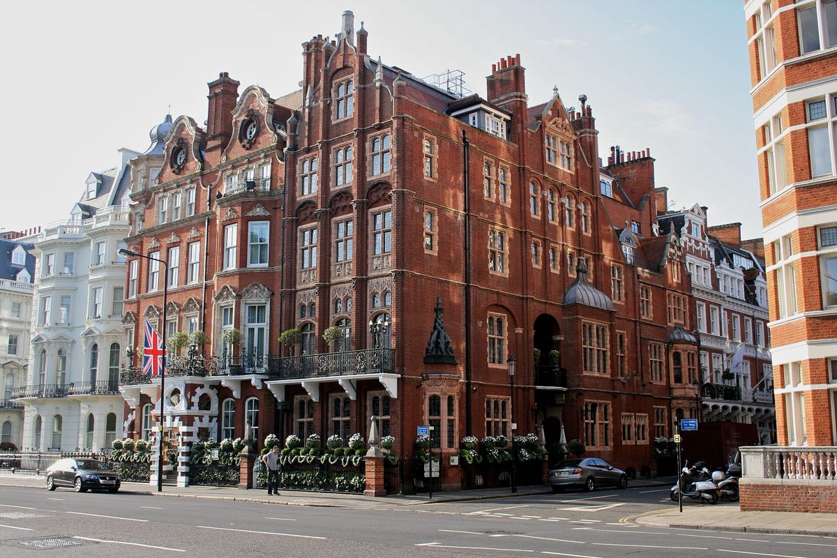 The Milestone Hotel, a red-brick Victorian building in Kensington